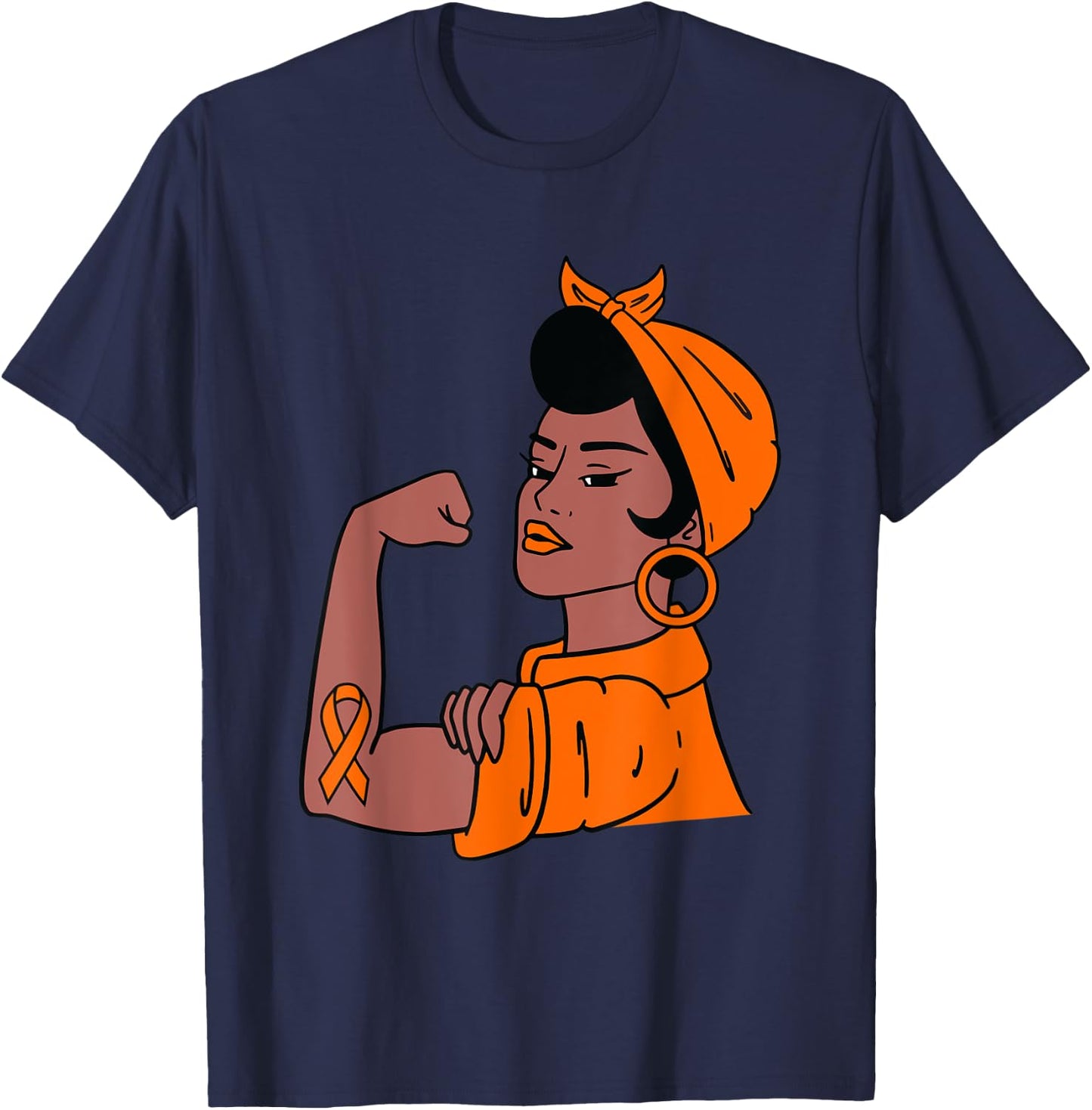 Endometrial Cancer Awareness Peach Ribbon Support Women Gift T-Shirt - T-Shirt | Navy