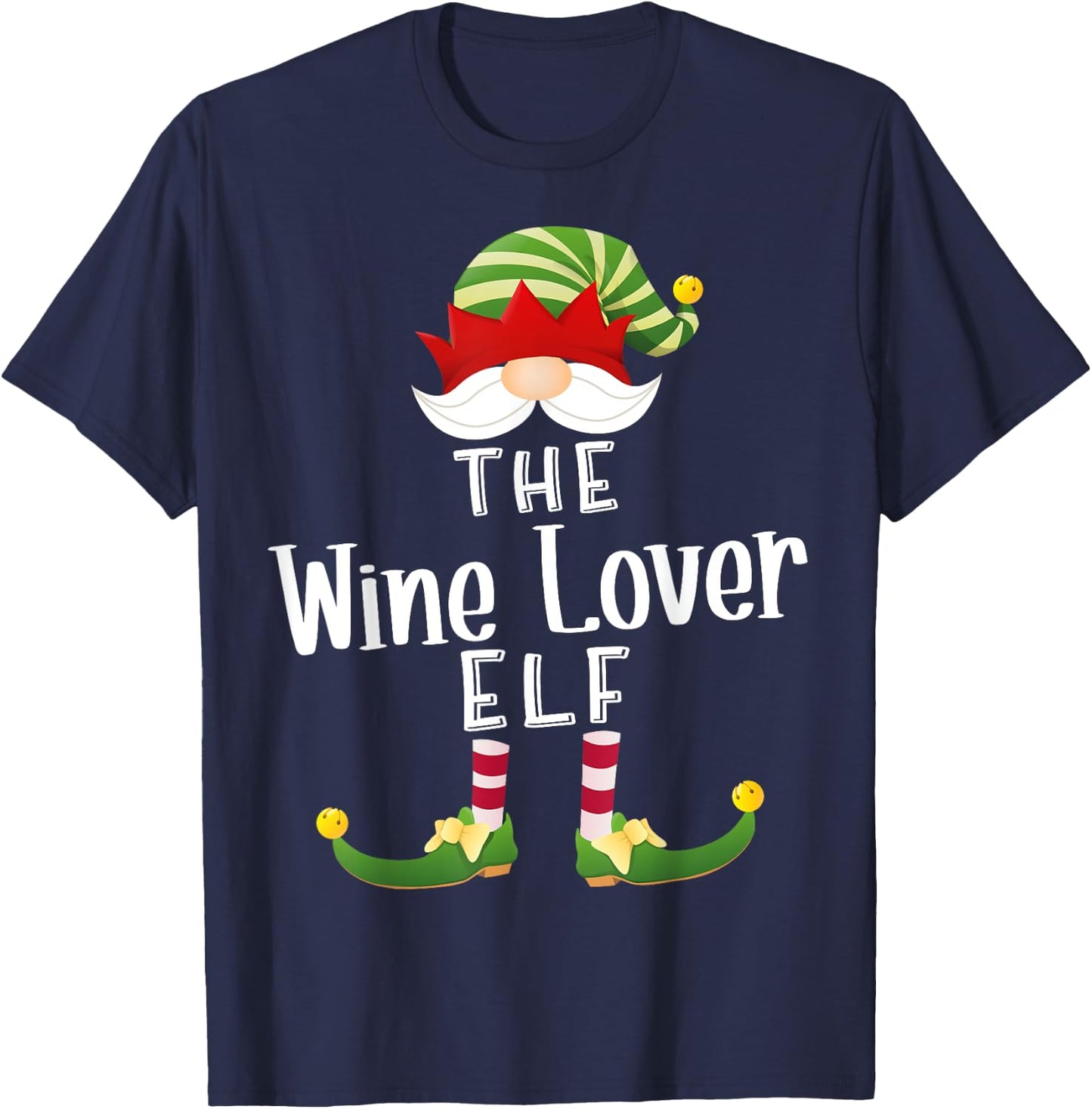 Wine Lover Elf Group Christmas Funny Pajama Party T-Shirt - T-Shirt | Navy