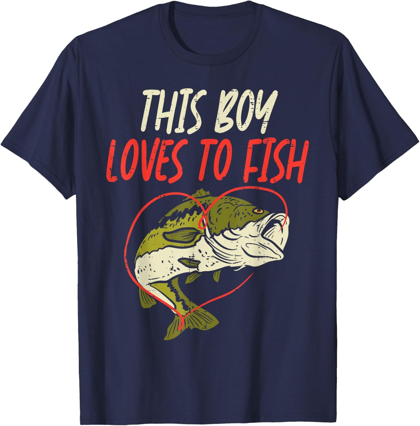 This Boy Loves To Fish Bass Fishing Family Matching Men Gift T-Shirt - T-Shirt | Navy