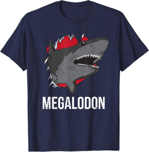 Megalodon Meg Funny Prehistoric Ocean Megatooth Shark Lover T-Shirt - T-Shirt | Navy