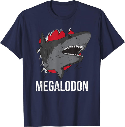 Megalodon Meg Funny Prehistoric Ocean Megatooth Shark Lover T-Shirt - T-Shirt | Navy