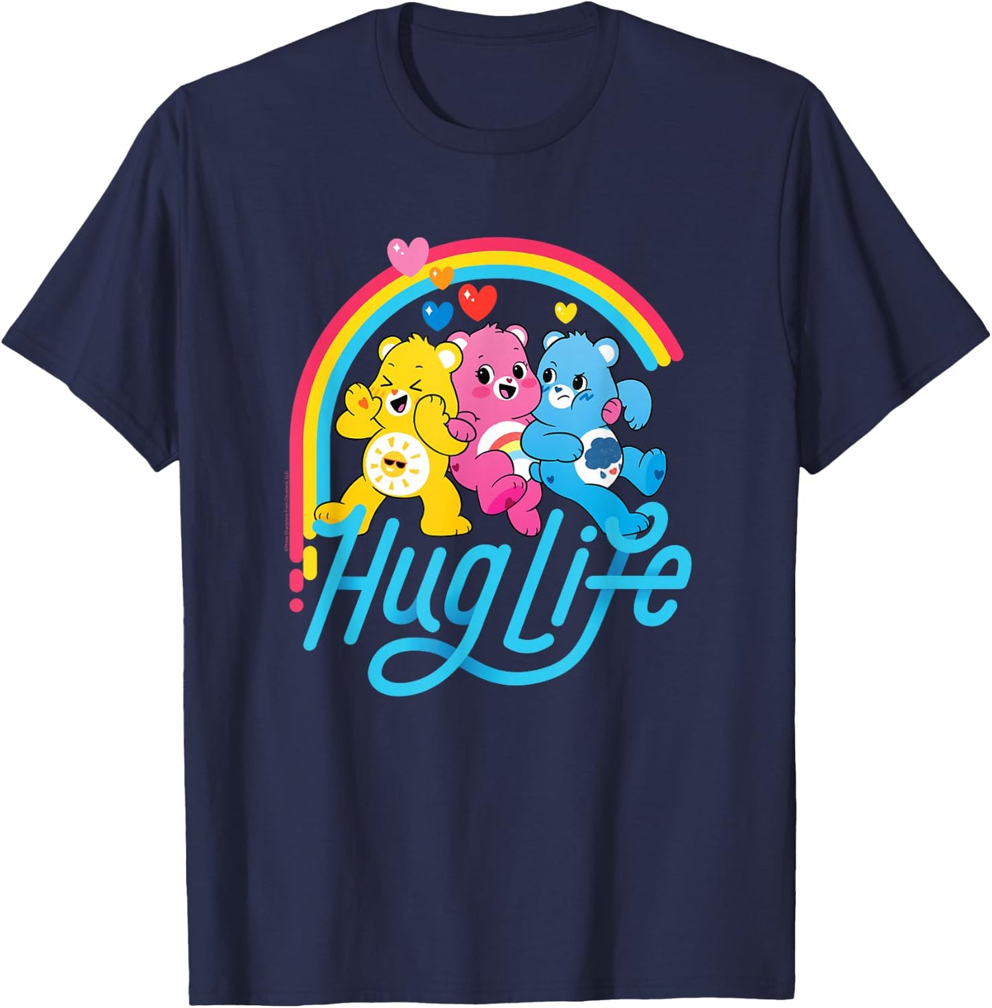 Care Bears Hug Life Rainbow Cute Cartoon T-Shirt - T-Shirt | Navy