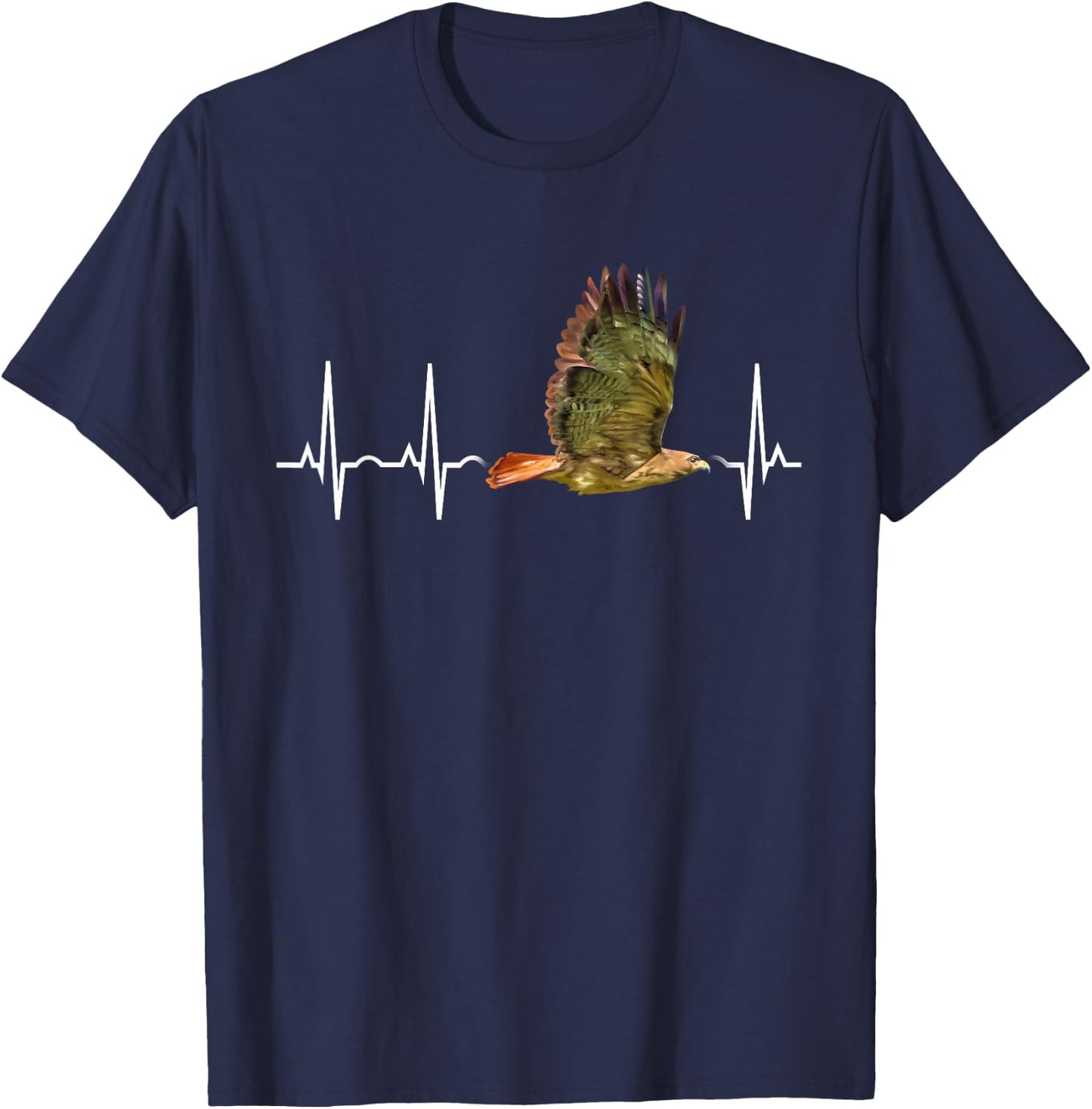 Red Tail Hawk Heartbeat Funny Birdwatcher Birding Buteo Gift T-Shirt - T-Shirt | Navy