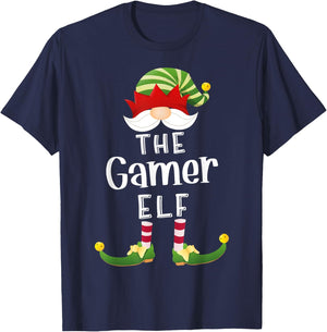Gamer Elf Group Christmas Funny Pajama Party T-Shirt - T-Shirt | Navy