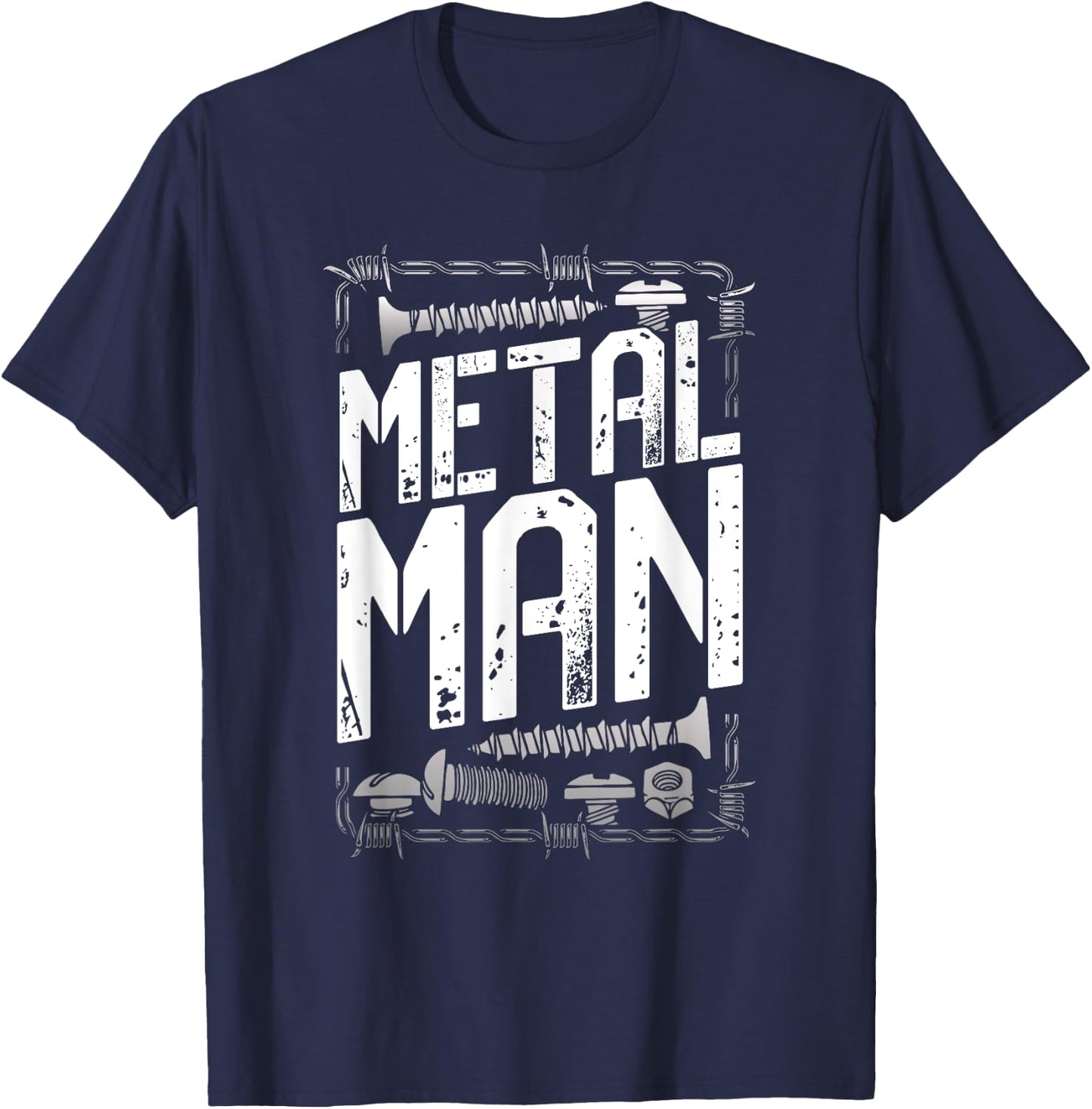 Metal Man - Bold Industrial Hardware Design T-Shirt - T-Shirt | Navy