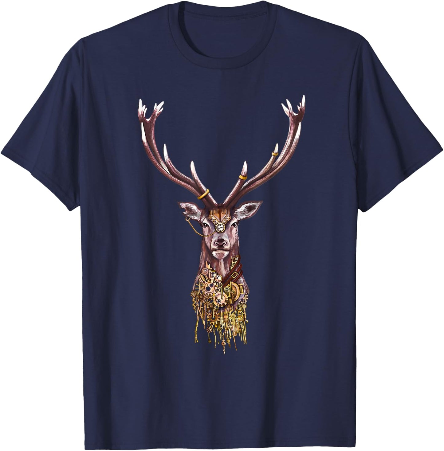 Steampunk Stag Head T-Shirt - T-Shirt | Navy