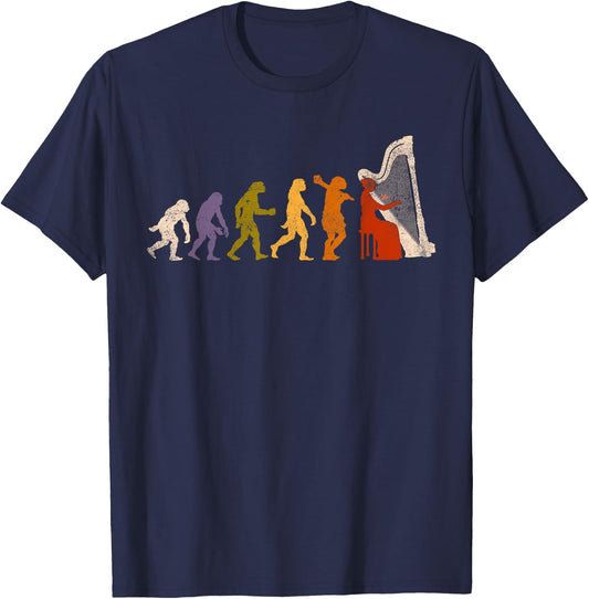 Evolution Harp Harp Player Gift T-Shirt - T-Shirt | Navy