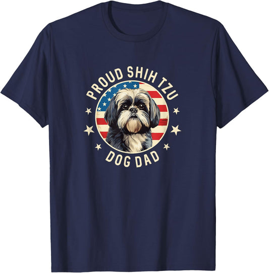 Shih Tzu Gifts , Proud Shitzu Dog Dad T-Shirt - T-Shirt | Navy