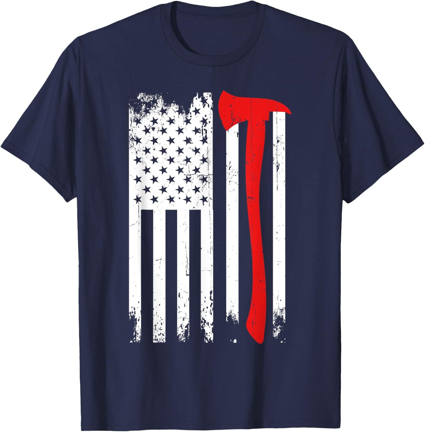 Firefighter Patriotic Fireman Firefighting Rescuer Volunteer T-Shirt - T-Shirt | Navy