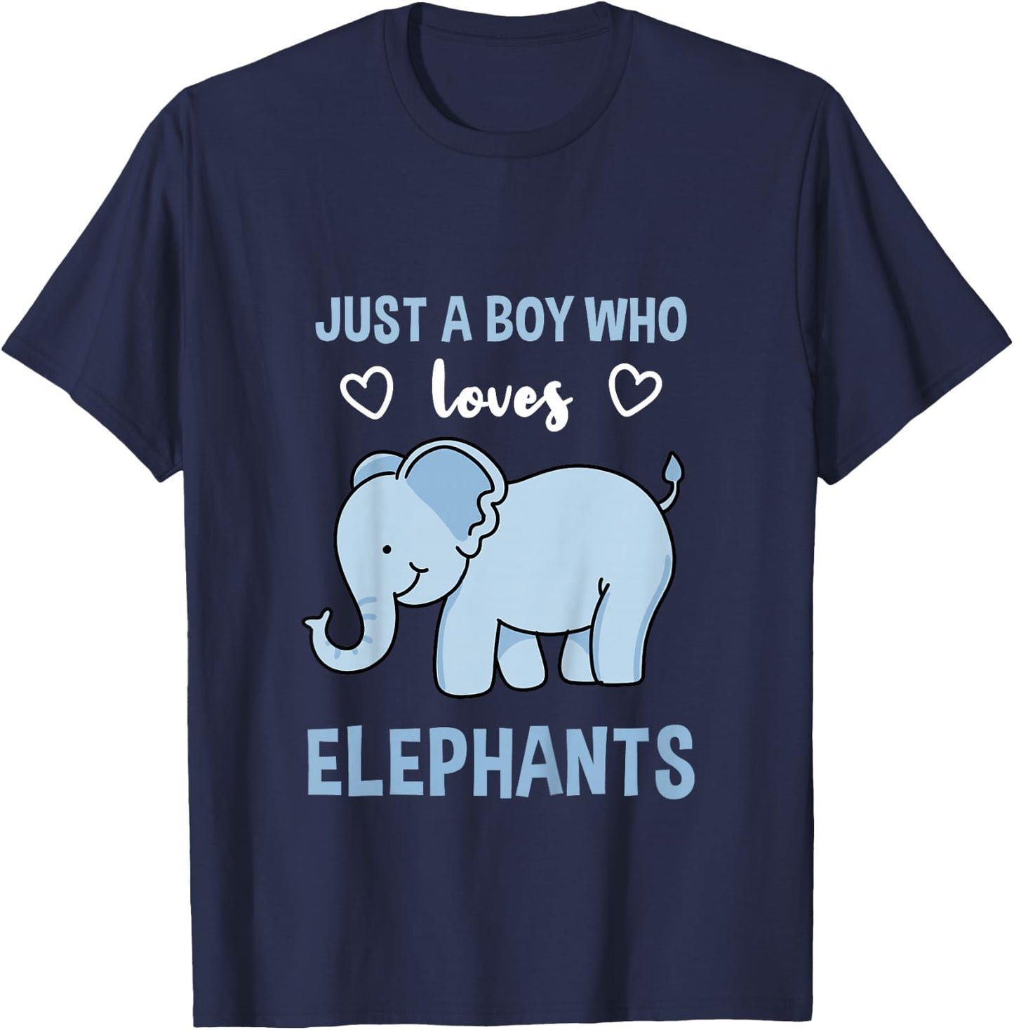 Kids Just A Boy Who Loves Elephants Elephant Lover Gift T-Shirt - T-Shirt | Navy