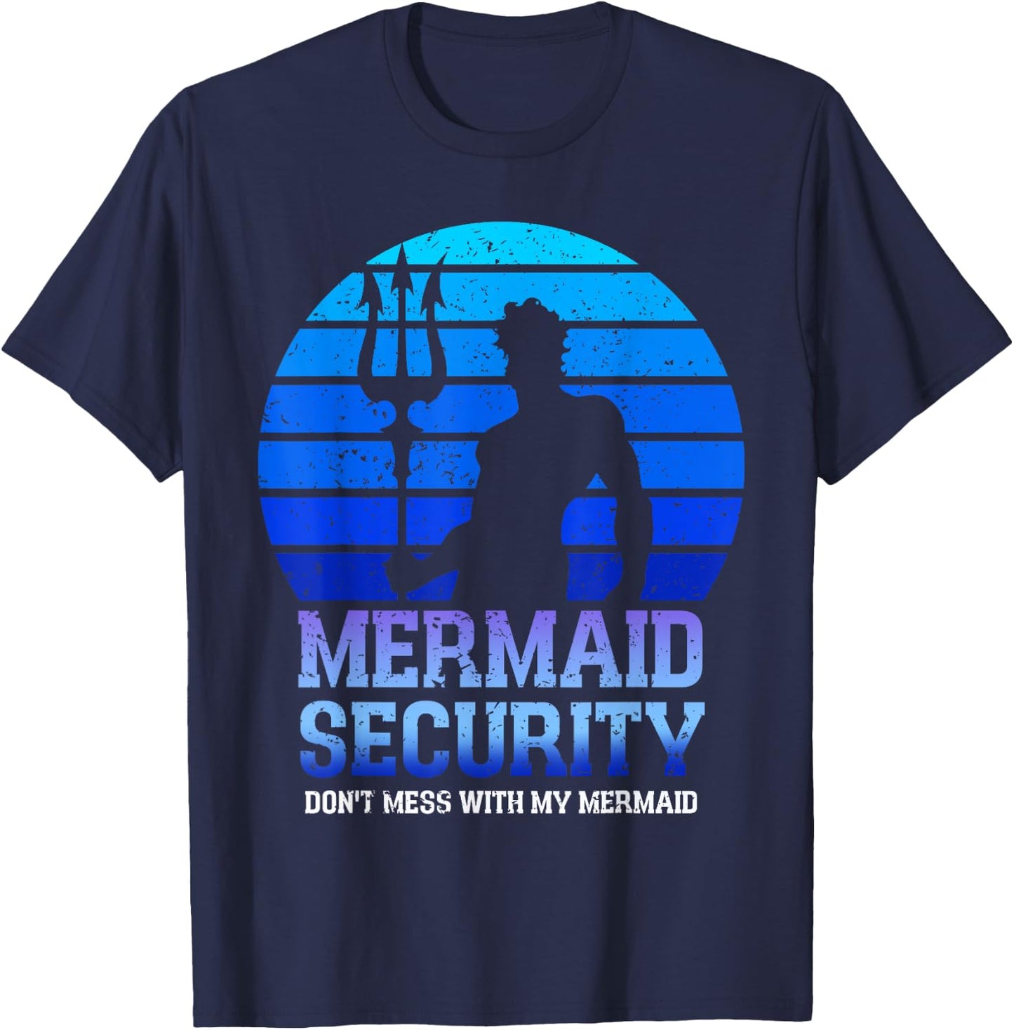 Vintage Mermaid Security Bday Costume Merman Birthday Party T-Shirt - T-Shirt | Navy