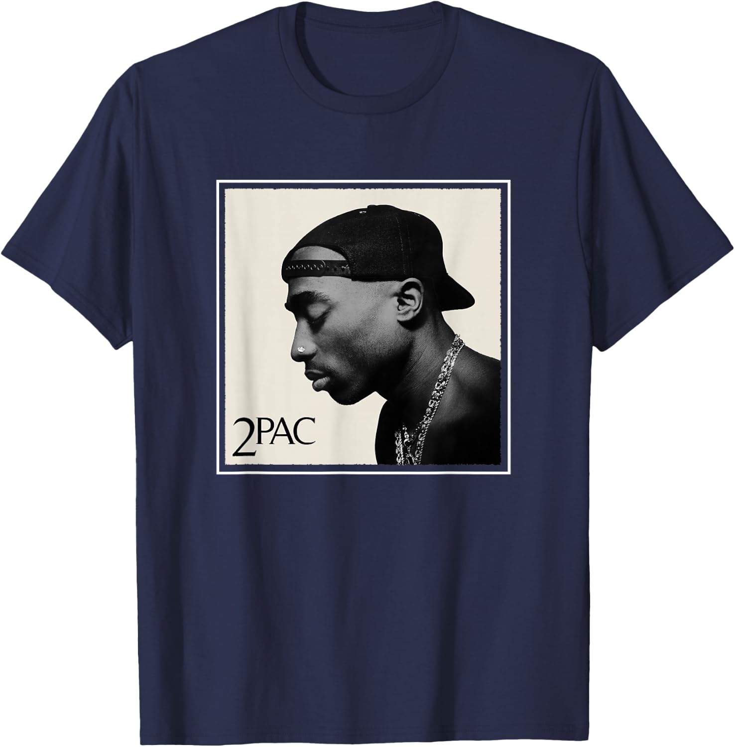 Offical Tupac Shakur Photo T-Shirt - T-Shirt | Navy