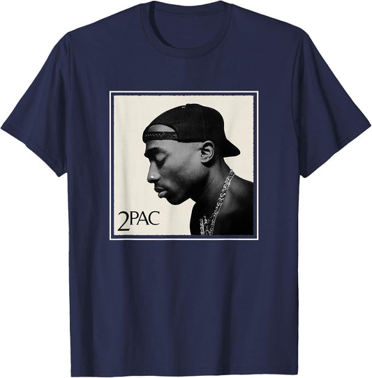 Offical Tupac Shakur Photo T-Shirt - T-Shirt | Navy