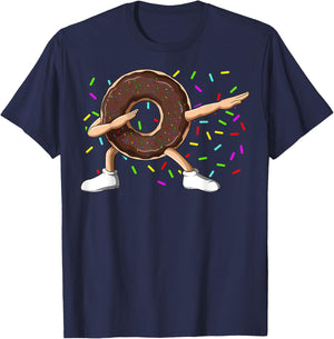 Dabbing Donut With Sprinkles Dabbing Chocolate Donut Dab T-Shirt - T-Shirt | Navy