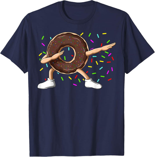 Dabbing Donut With Sprinkles Dabbing Chocolate Donut Dab T-Shirt - T-Shirt | Navy