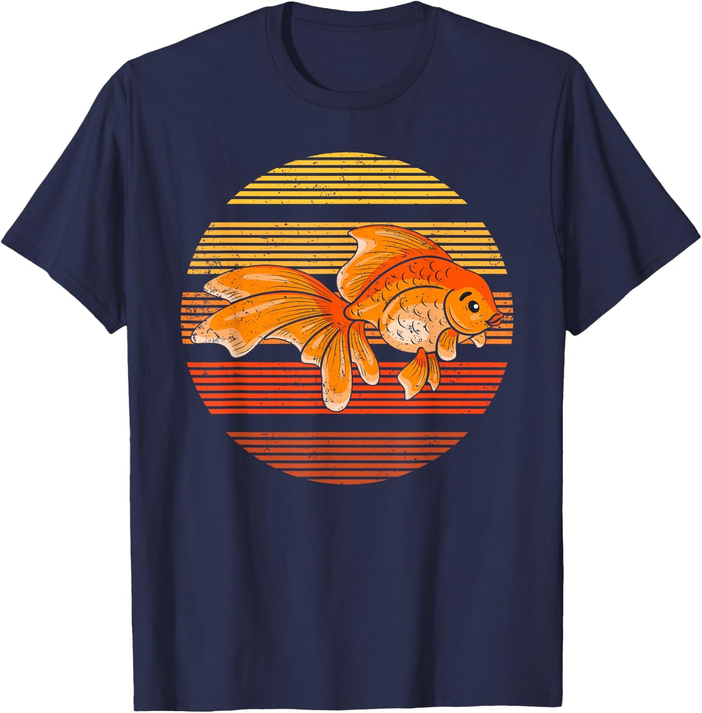 Vintage Retro Goldfish Gift Goldfish Fish Lover - Kids Black Cartoon Classic Retro Distressed Novelty - Small T-Shirt - T-Shirt | Navy