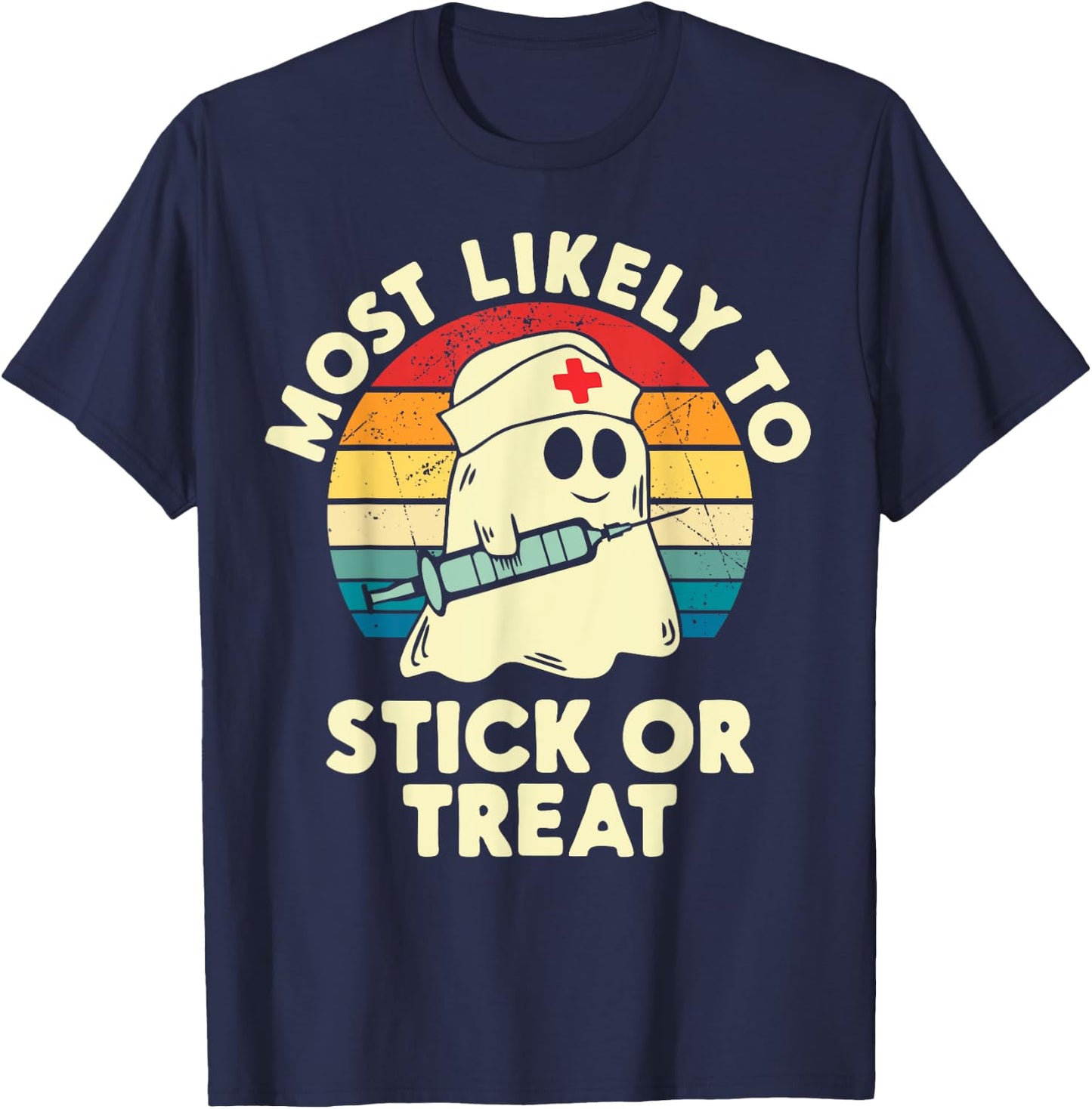 Most Likely To Halloween Nurse Stick Or Treat Matching T-Shirt - T-Shirt | Navy