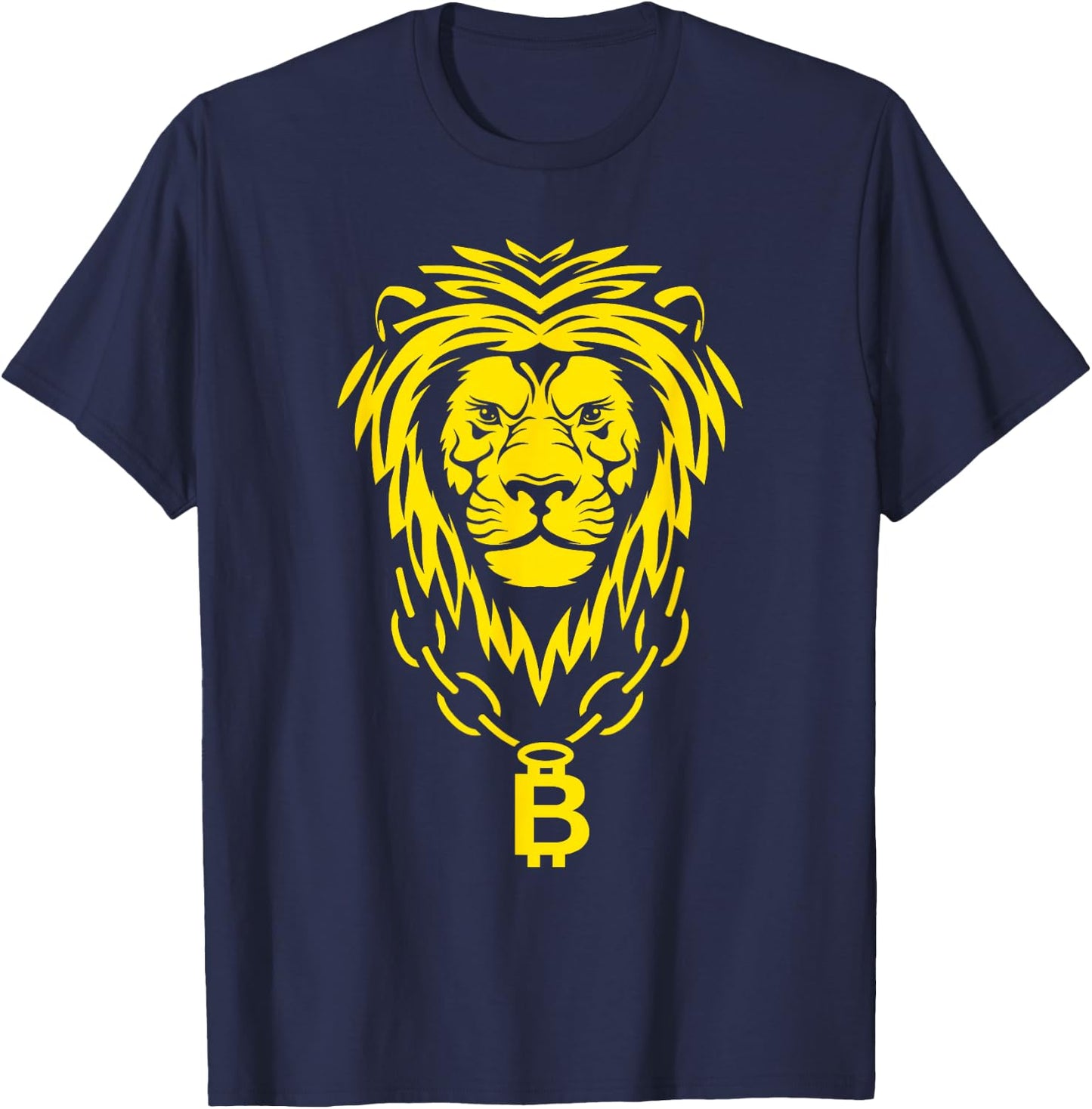 Bitcoin Lion Blockchain Crypto Money Cryptocurrency Wallet T-Shirt - T-Shirt | Navy