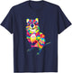 Australian Quokka Marsupial Geometric Happy Animal T-Shirt - T-Shirt | Navy