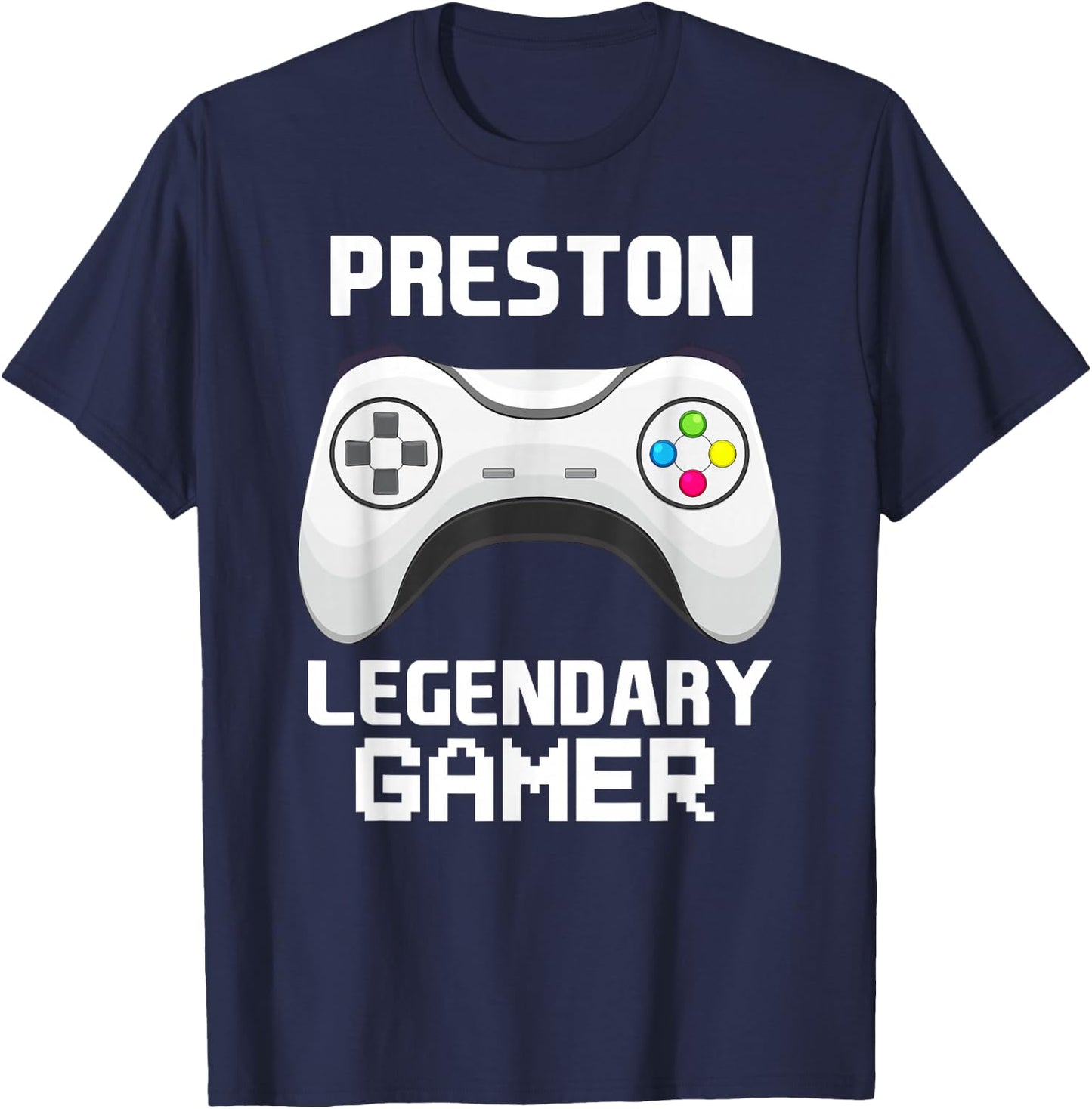 Preston Legendary Gamer Personalized Video Gaming Name T-Shirt - T-Shirt | Navy