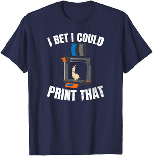 Machinist Gifts 3D Printing Design I Bet I Could Print That Gift -Kids Black Cotton Small T-Shirt - T-Shirt | Navy