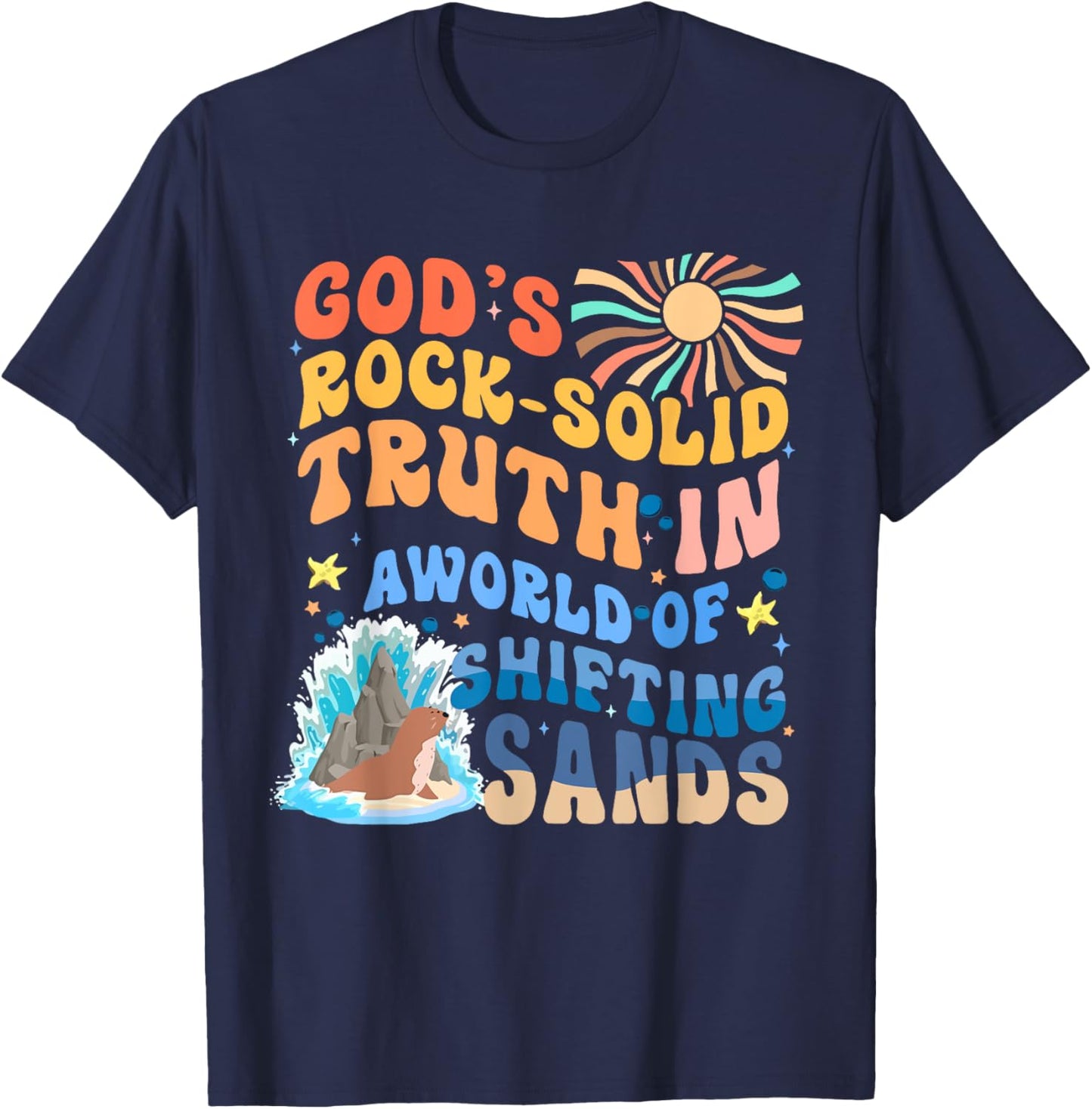 God's Rock Solid Breaker Rock Beach VBS 2026 Christian T-Shirt - T-Shirt | Navy