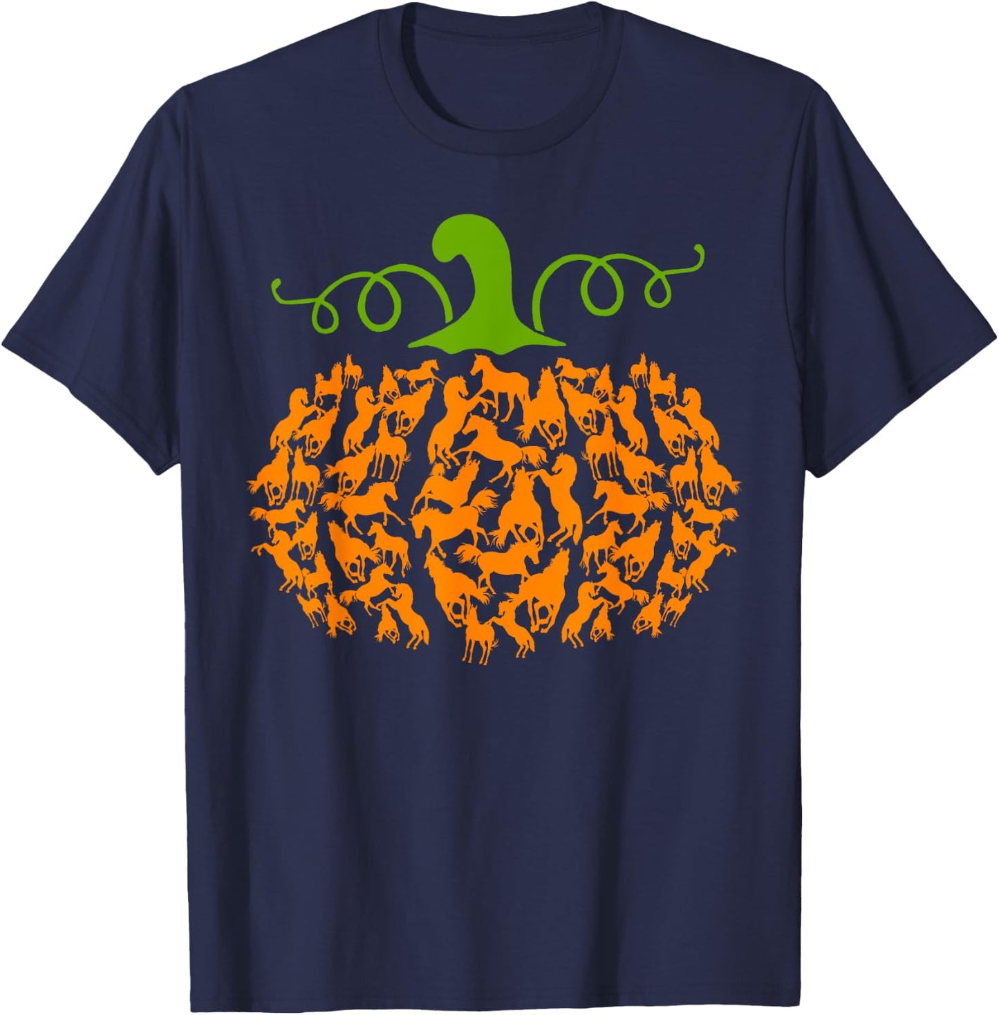 Pumpkin Horse Lover Halloween Costume Girls Women T-Shirt - T-Shirt | Navy