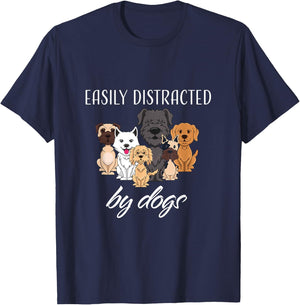 Easily Distracted by Dogs T-Shirt - T-Shirt | Navy