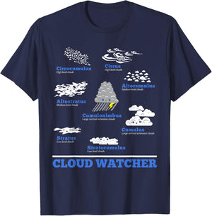 Cloud Watcher Cloud Types Science Student Teacher Cute Faces Women Girls Kids T-Shirt - T-Shirt | Navy