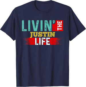 Livin' The JUSTIN Life Name JUSTIN T-Shirt - T-Shirt | Navy