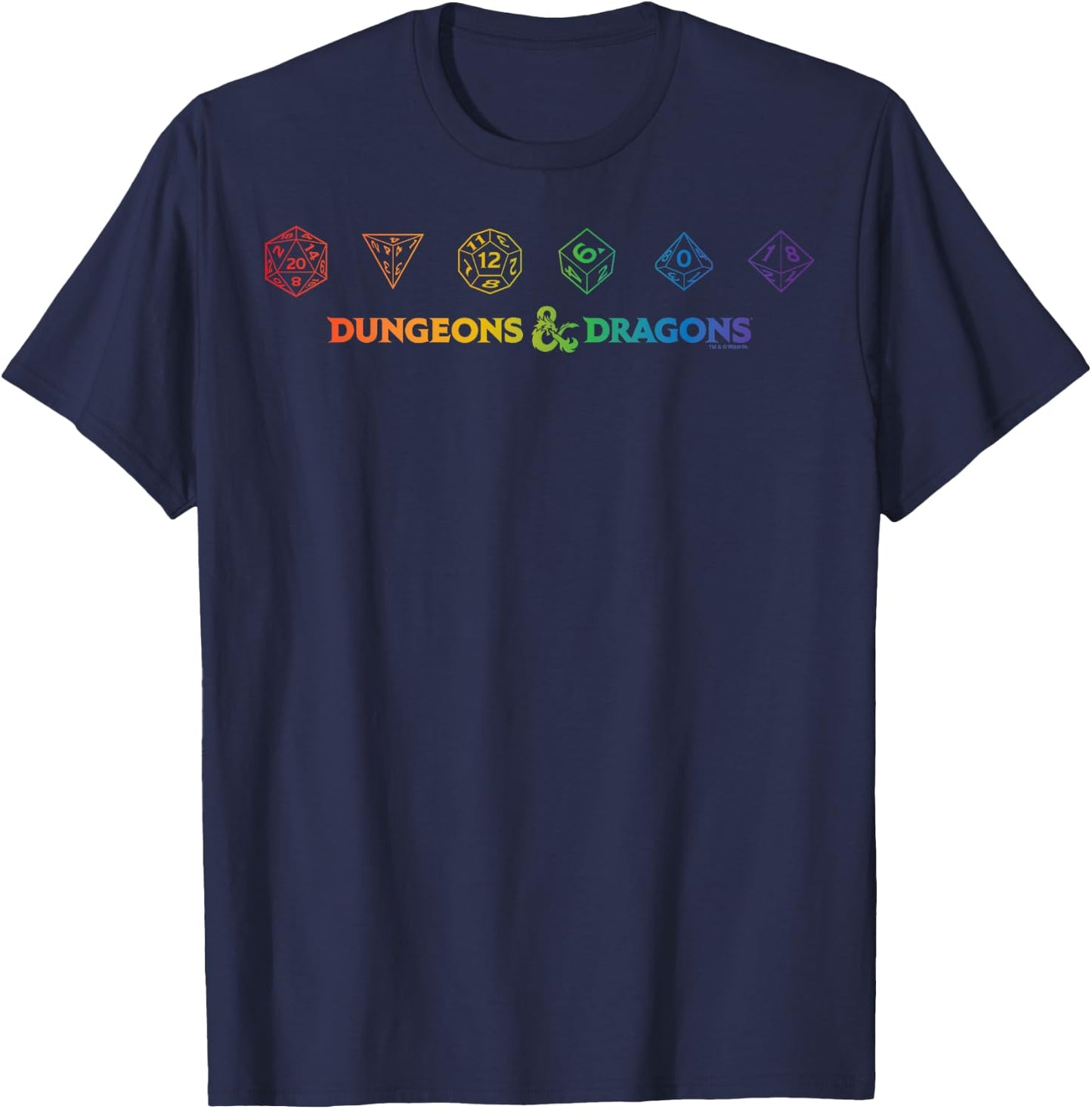 Dungeons & Dragons Dice Rainbow Gradient T-Shirt - T-Shirt | Navy