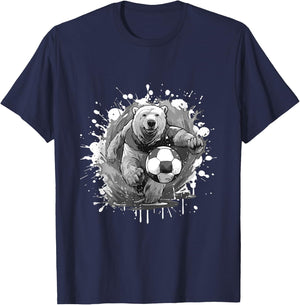 Polar Bear Playing Soccer Sports Team Animal T-Shirt - T-Shirt | Navy