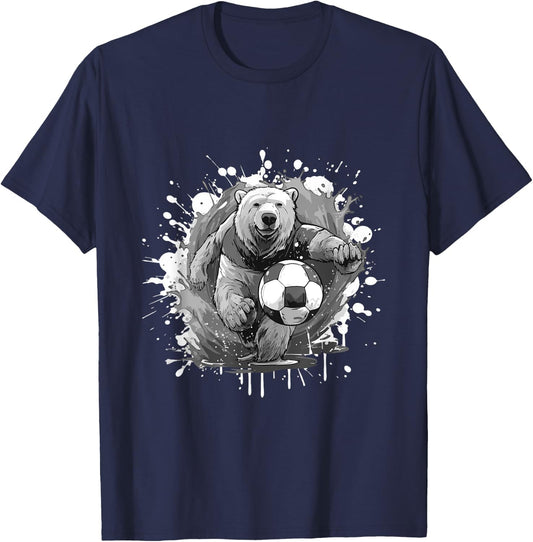 Polar Bear Playing Soccer Sports Team Animal T-Shirt - T-Shirt | Navy