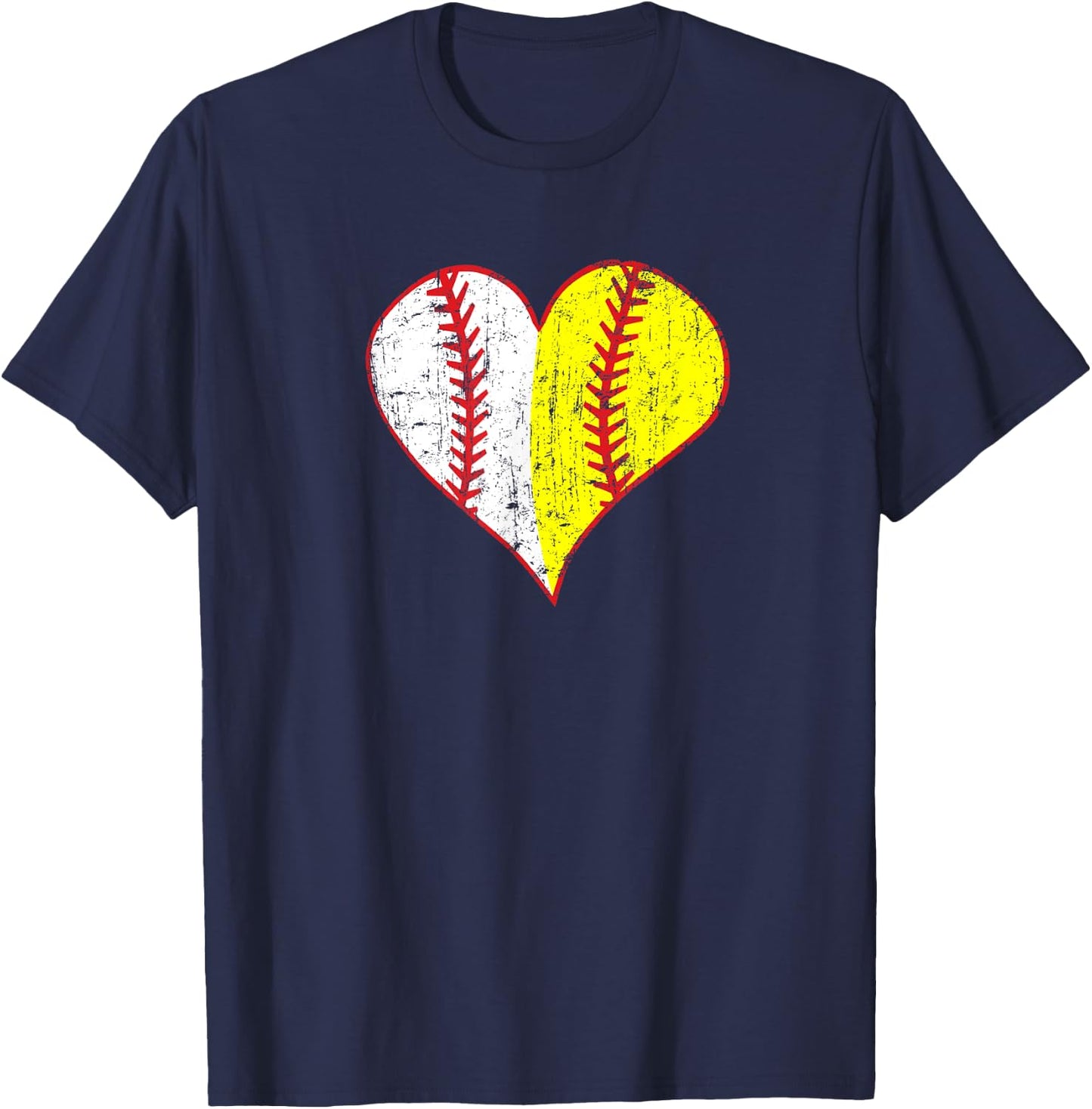 Cute Love Baseball Fast Pitch Softball Heart Baseball Mom T-Shirt - T-Shirt | Navy