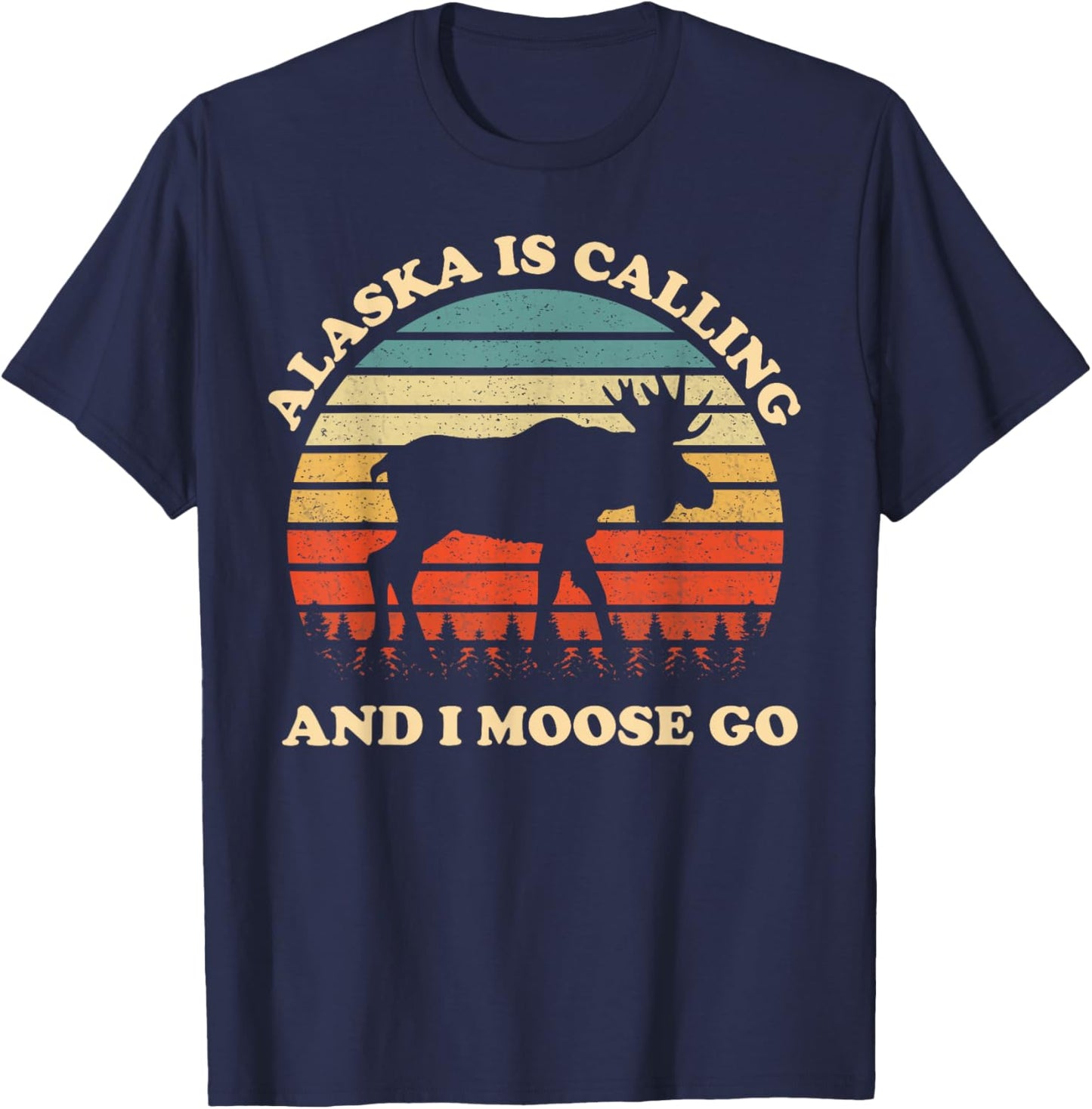 Alaska Moose Tourist Travel Funny T-Shirt - T-Shirt | Navy