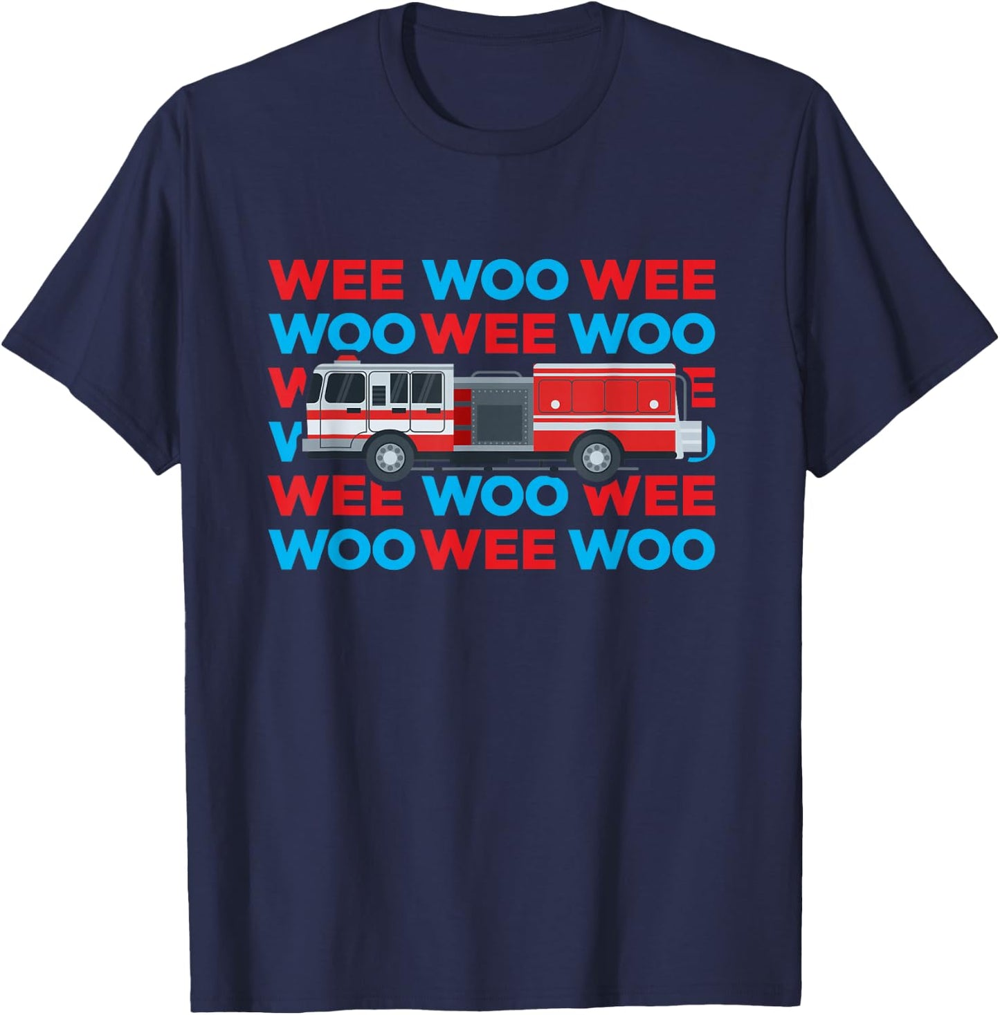 Fire Truck Engine Firefighter for Kids Wee Woo Emergency T-Shirt - T-Shirt | Navy