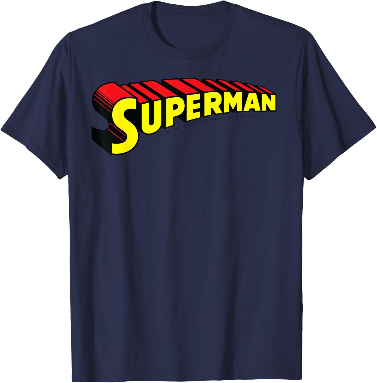 DC Comics Superman Bold Text Logo T-Shirt - T-Shirt | Navy