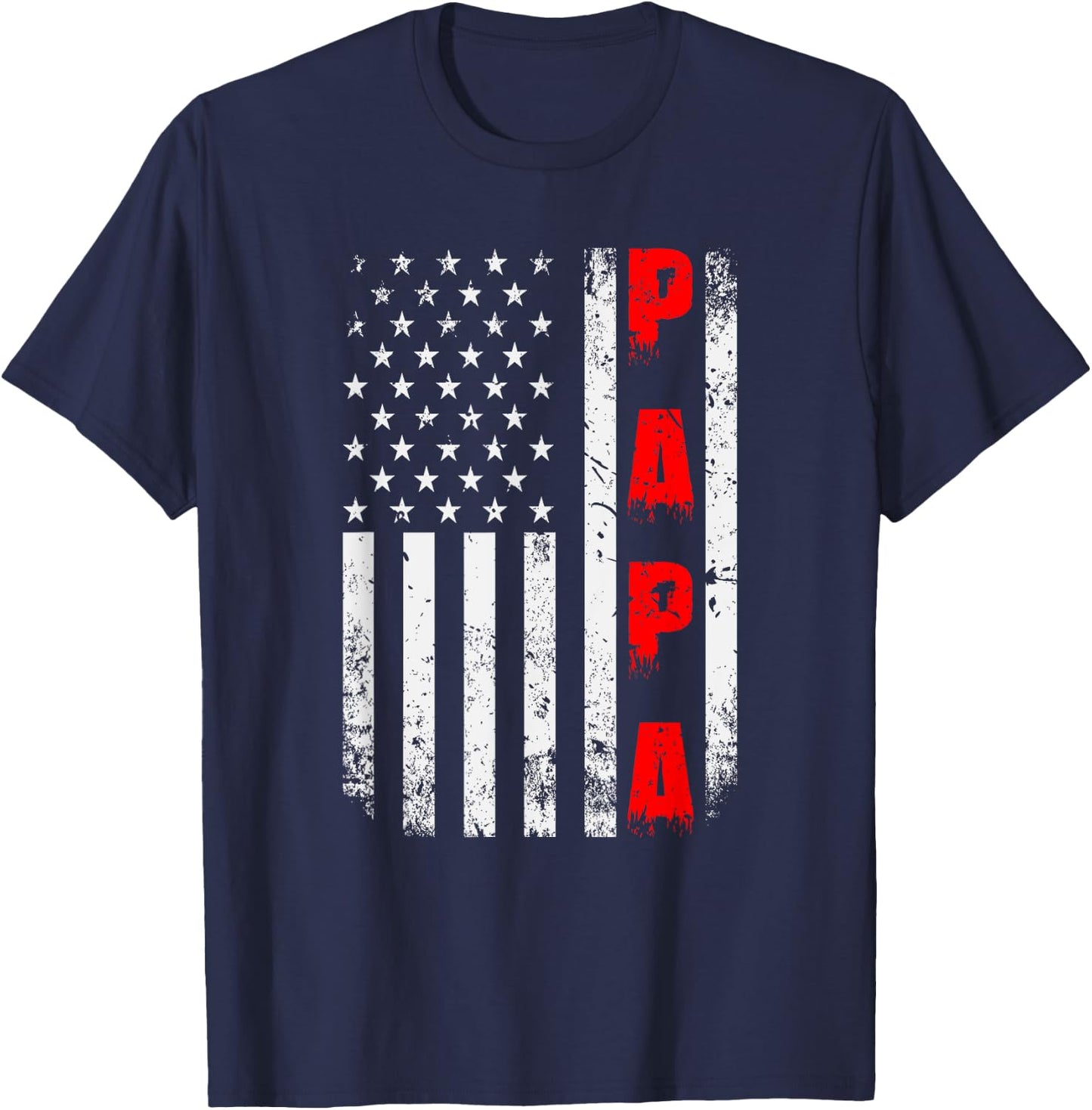 US Flag Papa Father T-Shirt - T-Shirt | Navy
