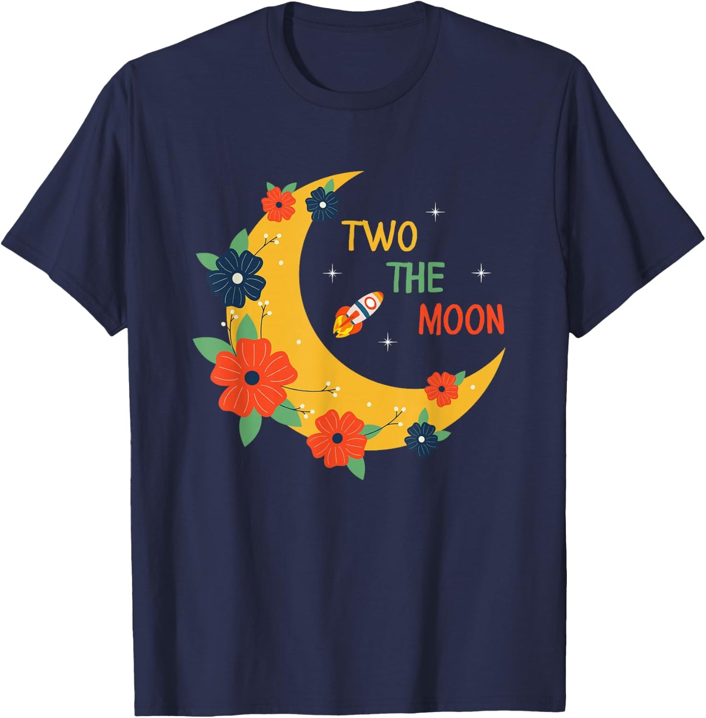 Girl's Two the Moon Shirt - Toddler 2nd Birthday Gift T-Shirt - T-Shirt | Navy