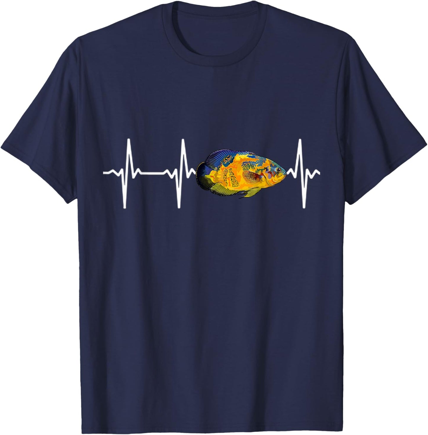 Oscar Fish Heartbeat For Fishkeeping Aquarium Lovers T-Shirt - T-Shirt | Navy
