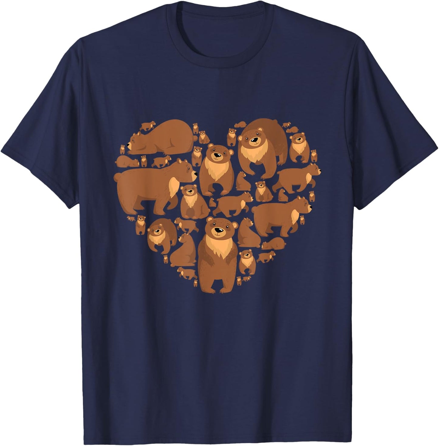 Grizzly Bear lover heart bear love camping hiking men women T-Shirt - T-Shirt | Navy