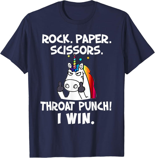 Rock Paper Scissors With The Coolest Unicorn Ever T-Shirt - T-Shirt | Navy