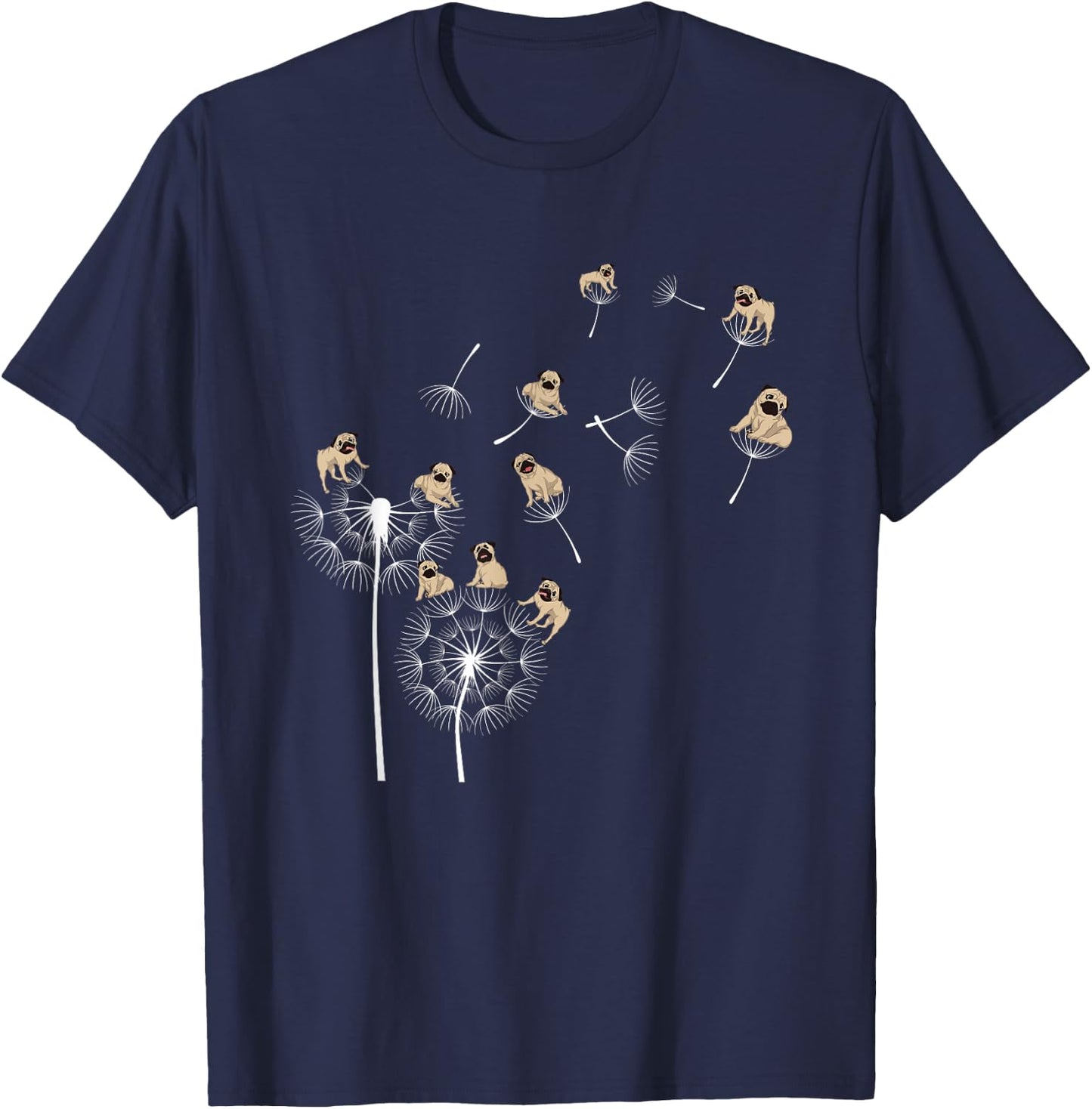 Cute Dog Breed Dog Lover Pet Animal Owner Dandelion Pug T-Shirt - T-Shirt | Navy