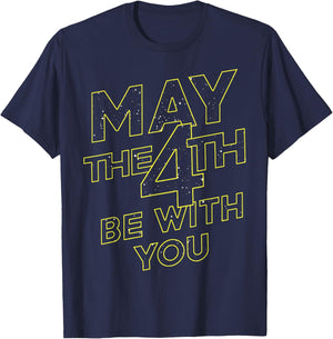 Star Wars May The 4th Be With You Galaxy Fill Text T-Shirt - T-Shirt | Navy