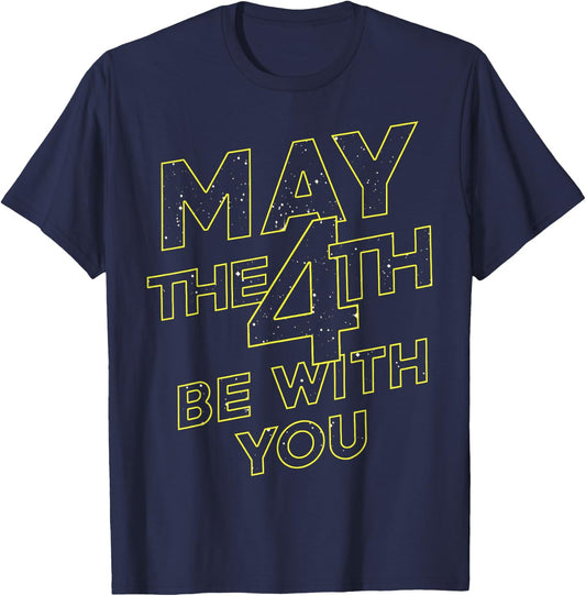 Star Wars May The 4th Be With You Galaxy Fill Text T-Shirt - T-Shirt | Navy
