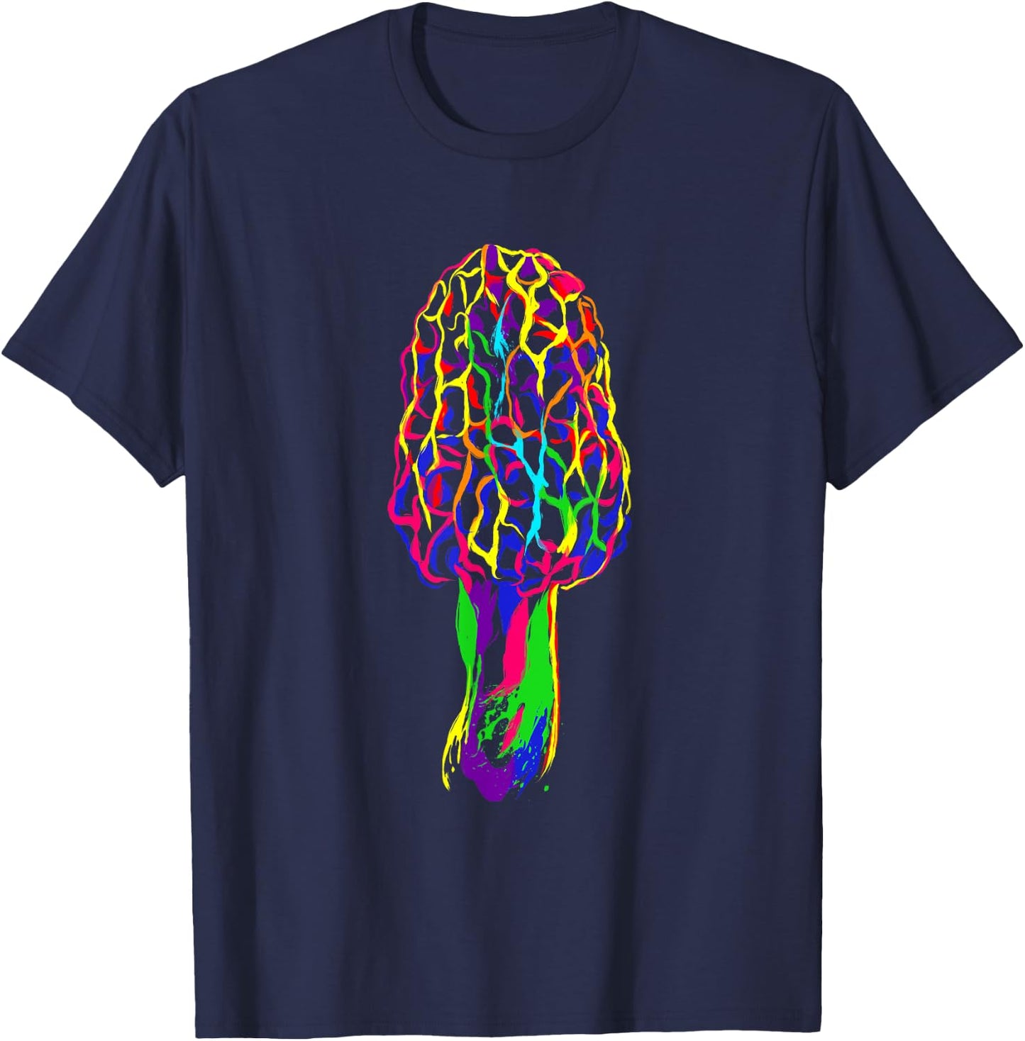 Colorful Morel Mushroom T-Shirt - T-Shirt | Navy