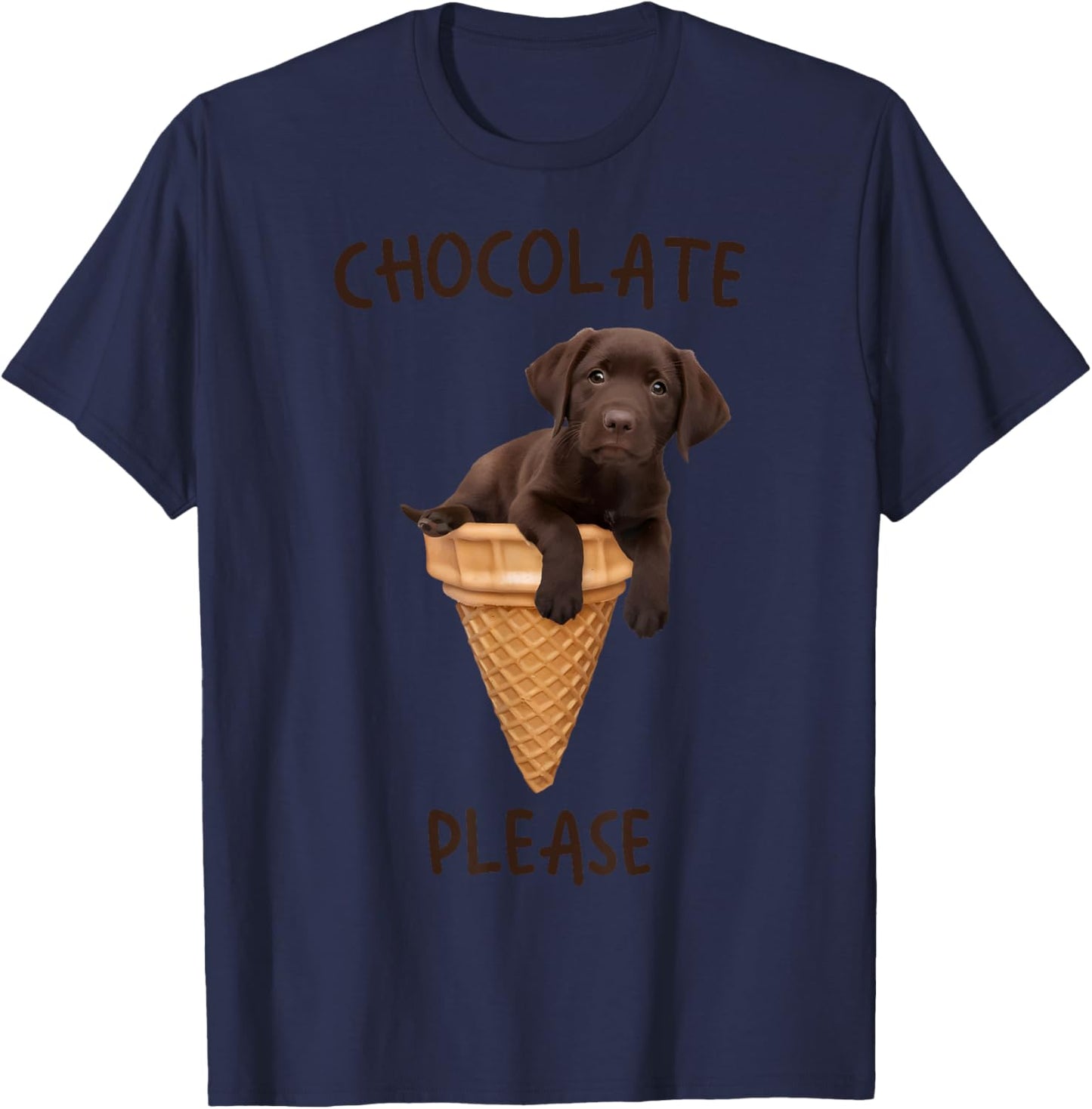 Chocolate Lab Waffle Cone Ice Cream Cute Labrador Puppy Dog Women Kids T-Shirt - T-Shirt | Navy