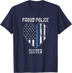 Proud Police Sister - Policeman Sister Cops Sister Gift T-Shirt - T-Shirt | Navy