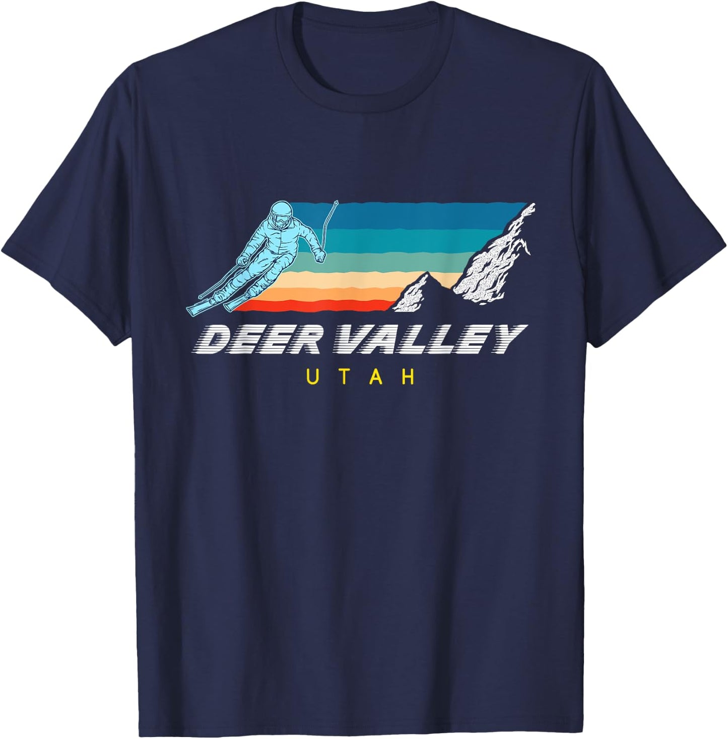 Deer Valley, Utah - USA Ski Resort 1980s Retro T-Shirt - T-Shirt | Navy