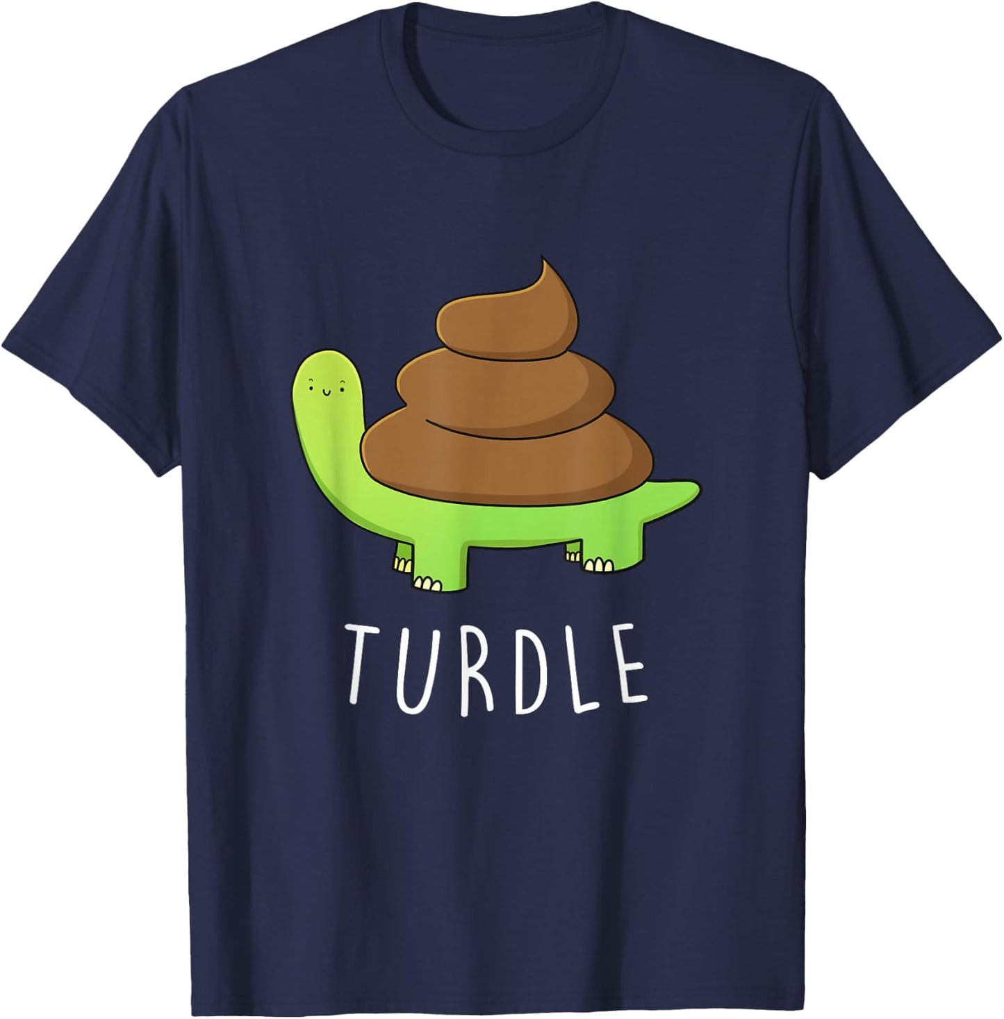 TURDLE Turtle Lover Poop Turd Pun Graphic Humor Novelty Gag T-Shirt - T-Shirt | Navy
